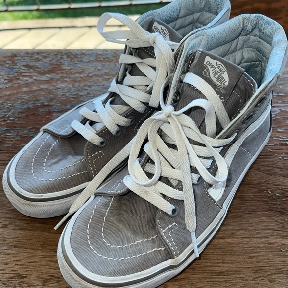 Vans Off The Wall Gray Hi Tops Men's Size 5 Women's 6.5 Skateboard Shoes Unisex - Picture 2 of 10